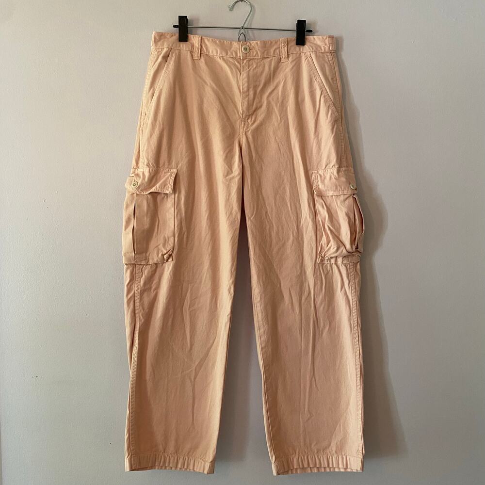 Madewell Pink Cargo Straight Leg Pants Baggy Boho Military Women's size 29
